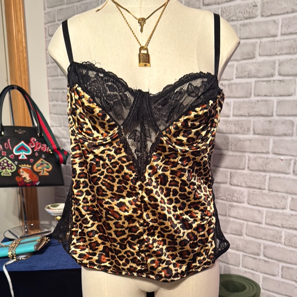 2 for $10 1X Black and Brown Embellished Bustier Camisole